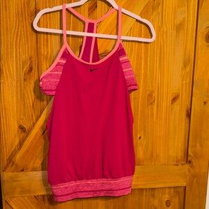 Nike Hot Pink Racerback Athletic Tank with Patterned Trim